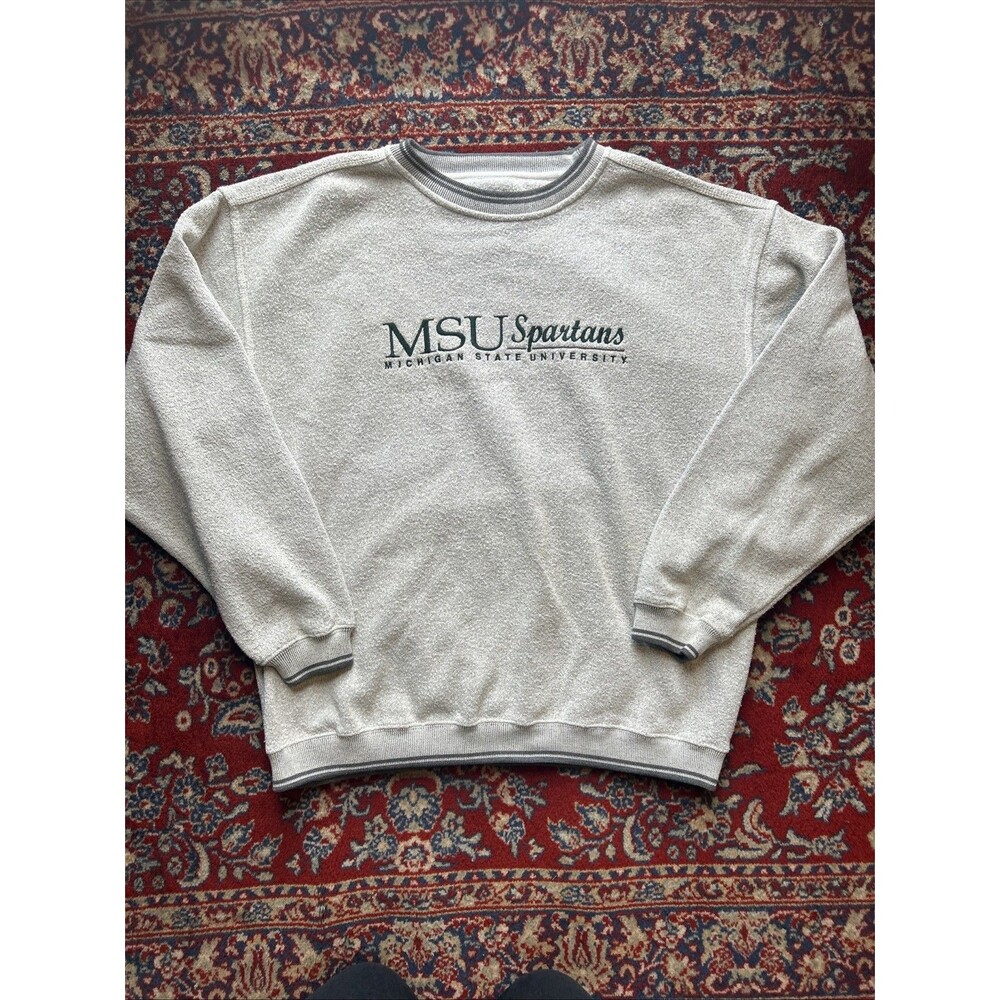 Vintage Men’s Gear For Sports MSU Spartans Sweatshirt XL Embroidered Gray Y2K
